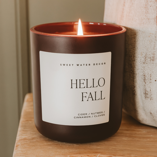 Hello Fall 15 oz Candle, Matte Jar - Fall Decor