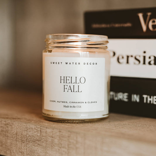 Hello Fall 9 oz Soy Candle - Fall Decor & Gifts