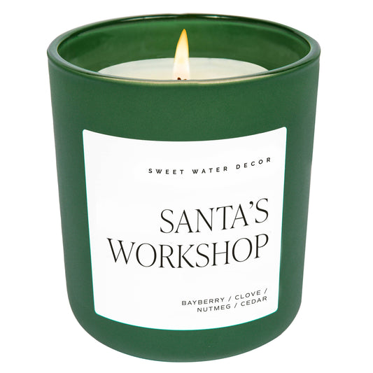 *NEW* Santa's Workshop 15 oz Soy Candle, Green Matte Jar