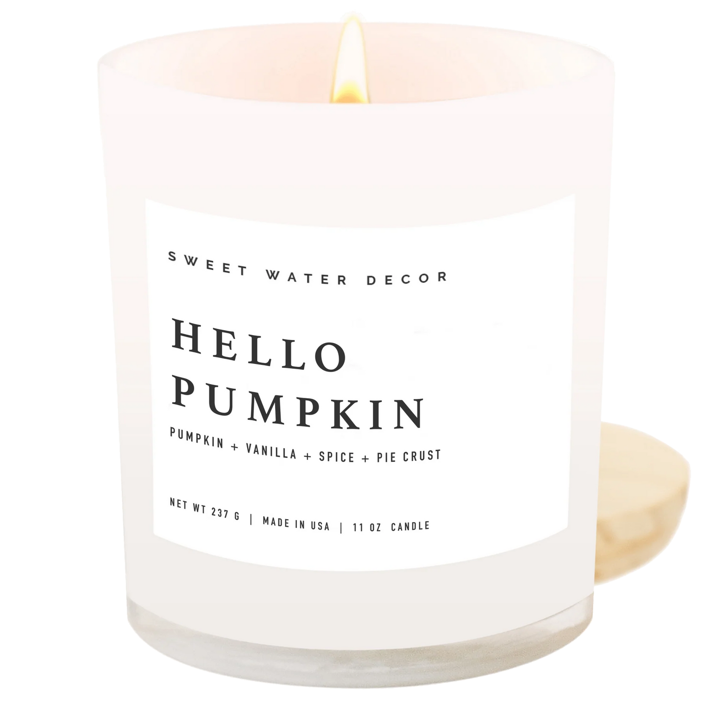 Hello Pumpkin 11 oz White Wood Jar