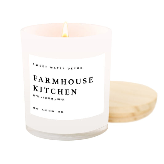Farmhouse Kitchen Soy Candle - White Jar+ Wood Lid