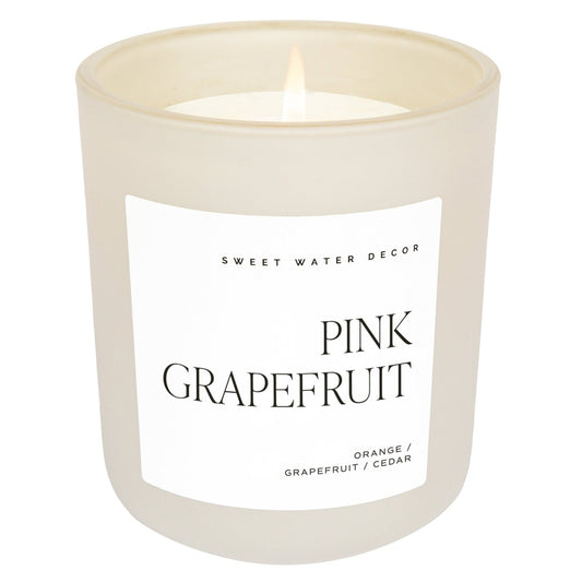 Pink Grapefruit 15oz - Soy Candle, Matte Jar