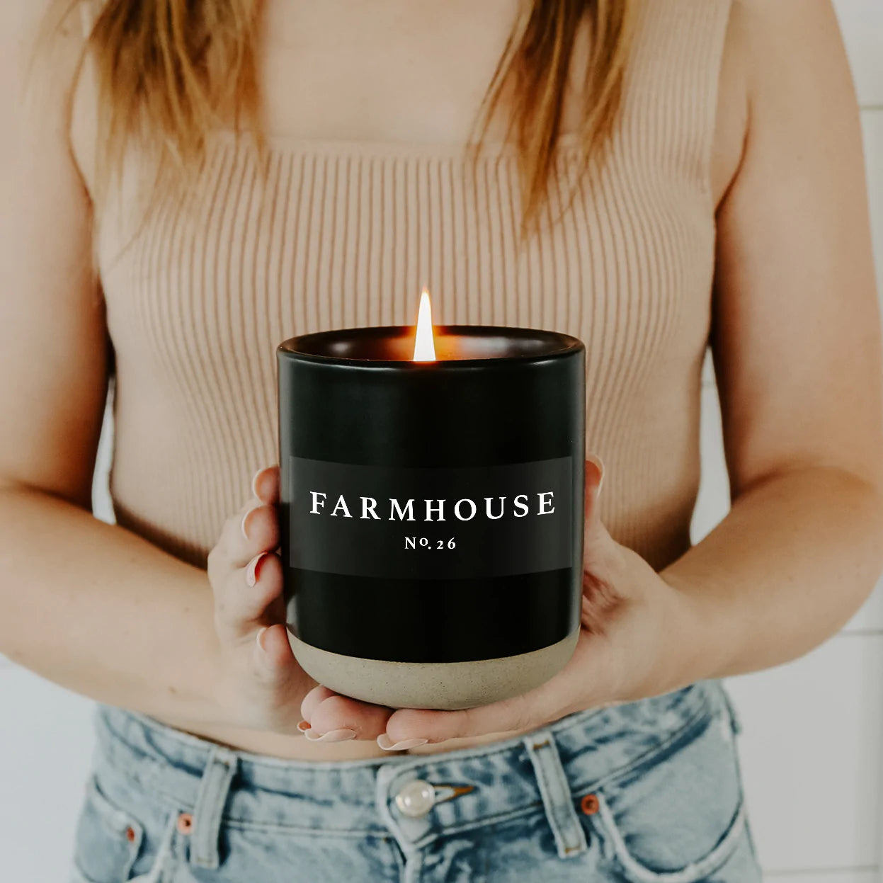 Farmhouse Black Stoneware Candle