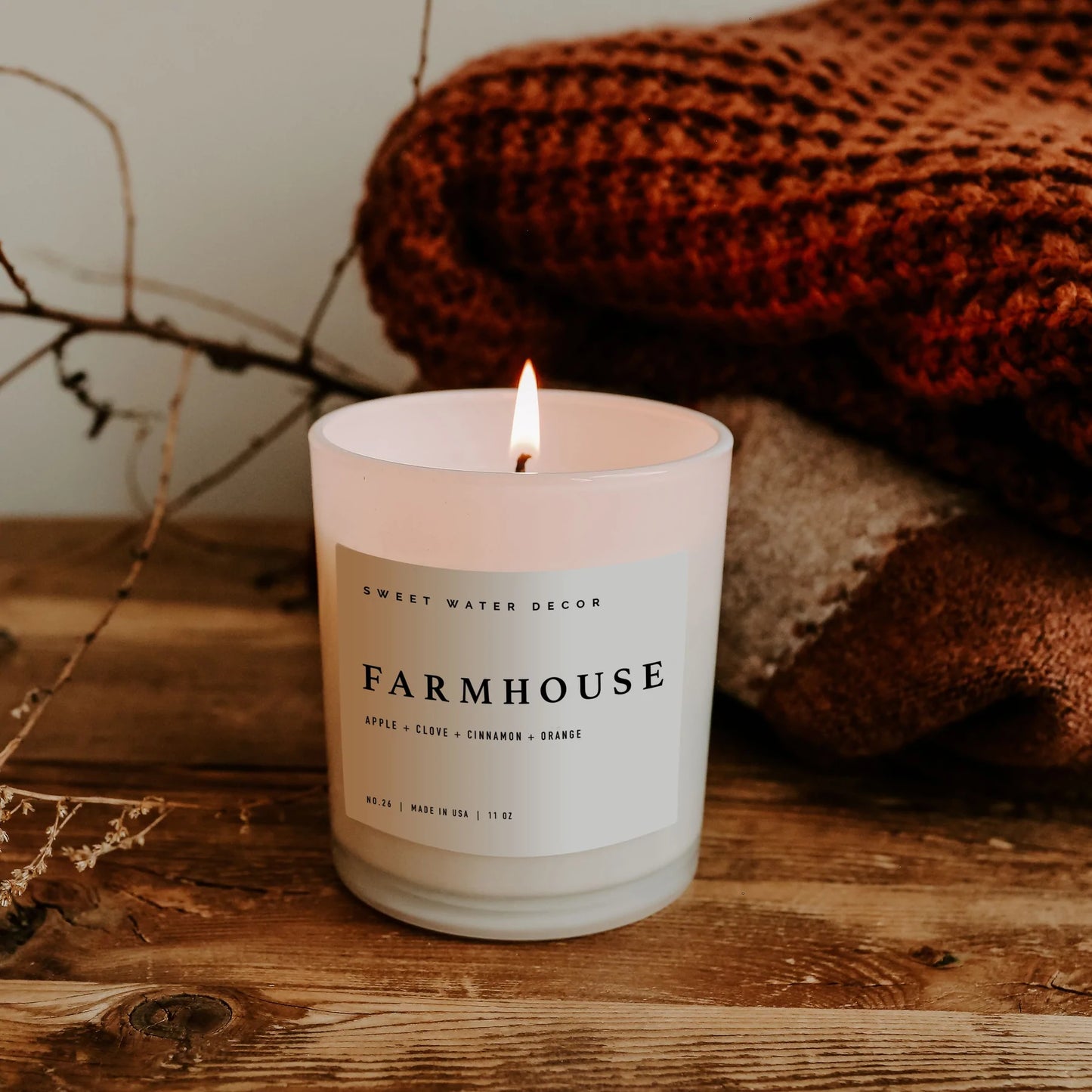 Farmhouse Soy Candle - White Jar + Wood Lid