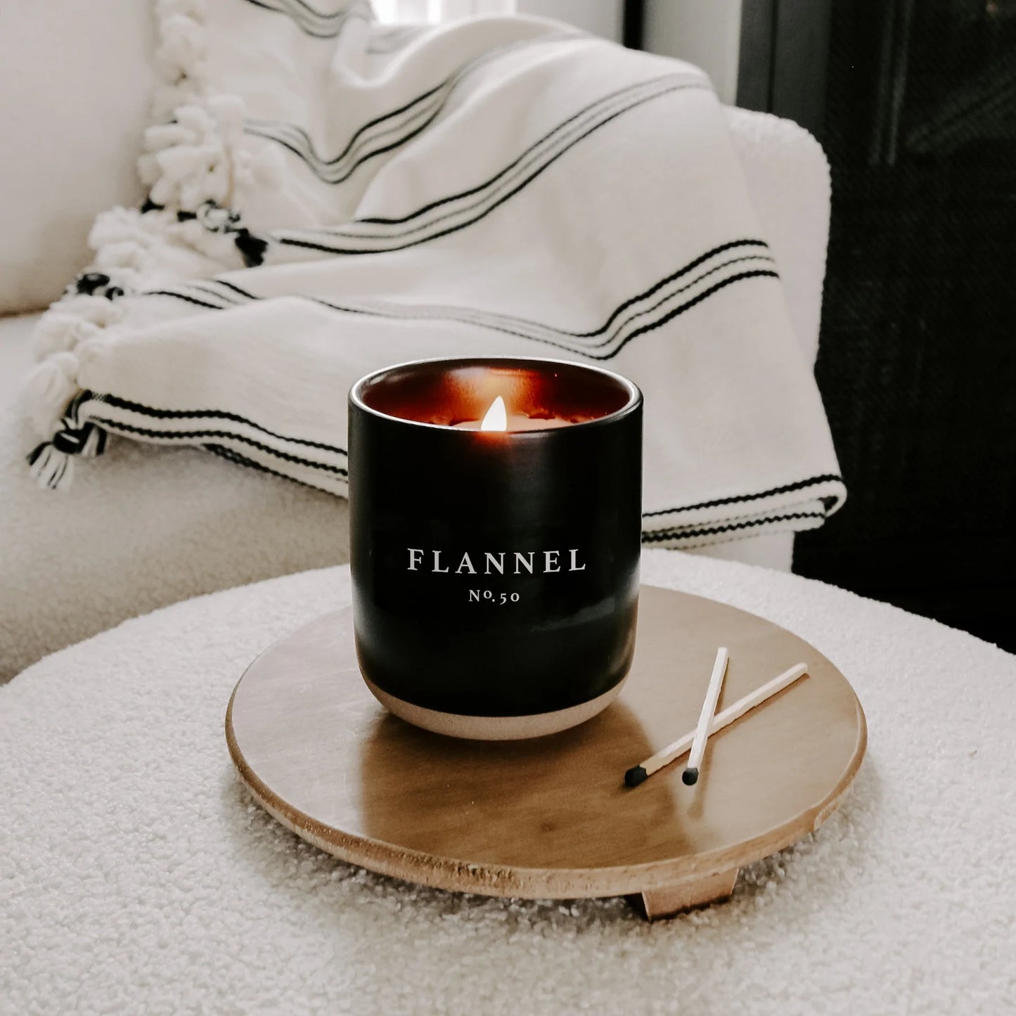 Flannel Soy Candle Stoneware Jar
